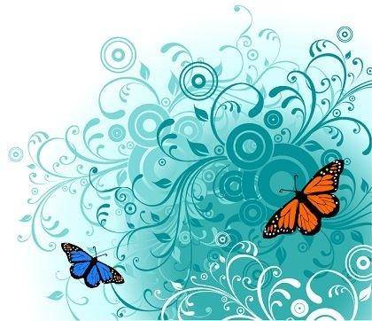 Flowers and Butterfly Free Vector Graphics