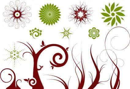 Free Vector Flowers and Swirls
