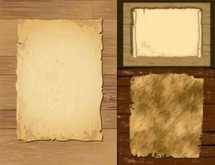 Vector old paper and wood