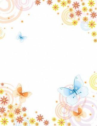 Abstract Flower with Butterfly Vector Background
