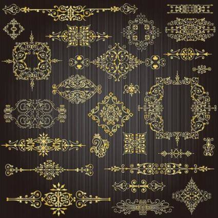 Gold lace pattern 04 vector