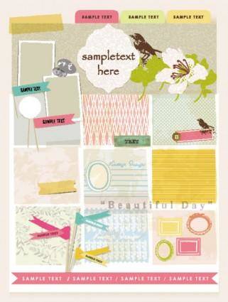Beautiful pink stickers elements 02 vector