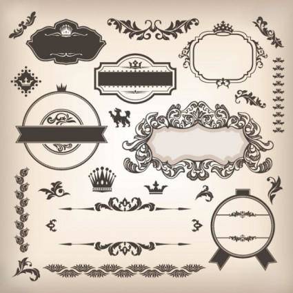 The classic pattern stickers 02 vector