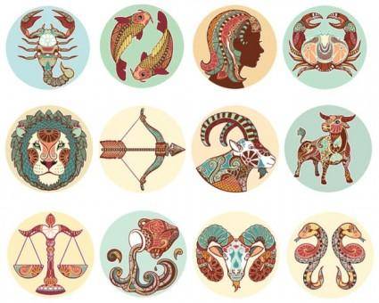 The twelve constellations illustrator patterns vector