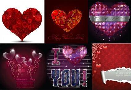 Several romantic love pattern vector