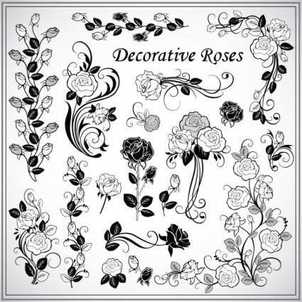 Decorative rose pattern 02 vector