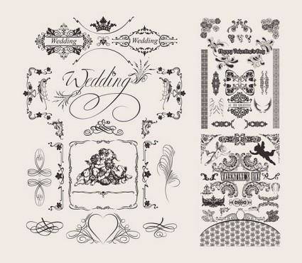 Wedding lace pattern vector