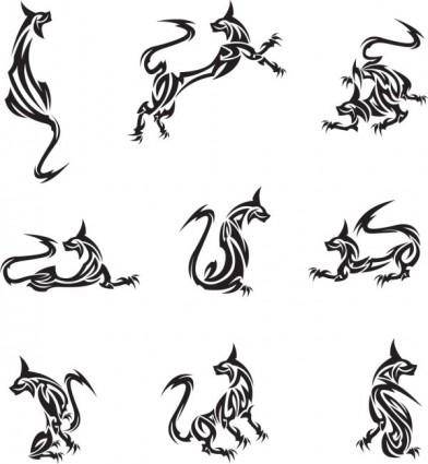 Classic animal tattoo patterns 01 vector
