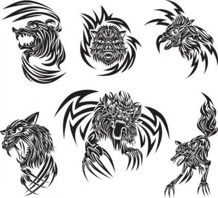Classic animal tattoo patterns 03 vector