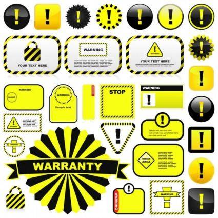 Yellow warning signs and labels 01 vector