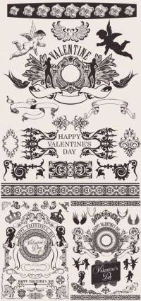 European gorgeous valentine day theme classic lace pattern vector