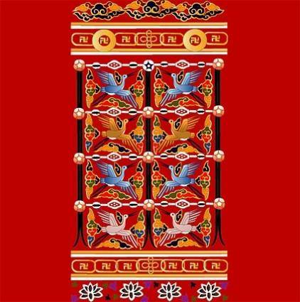 Crane with auspicious chinese classical pattern vector