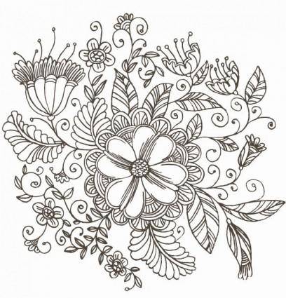 Line Drawing Swirl Flower Pattern Vector Graphic