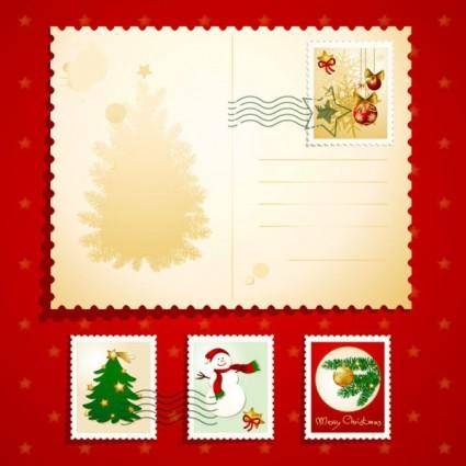 Christmas elements stamp 02 vector