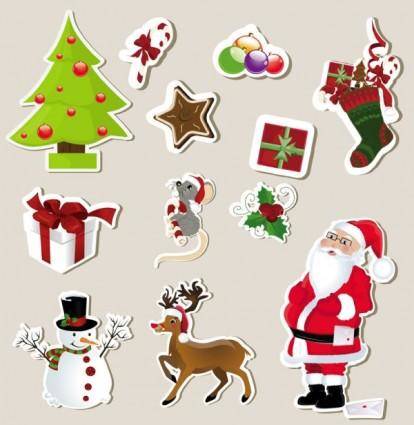 Christmas stickers element 01 vector