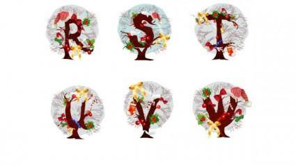 Christmas tree letters 05 vector