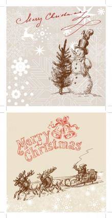 Line drawing christmas cards vector