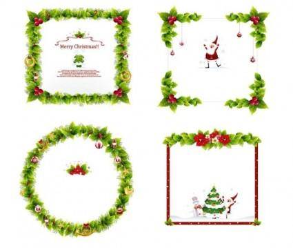 4 christmas wreath border vector