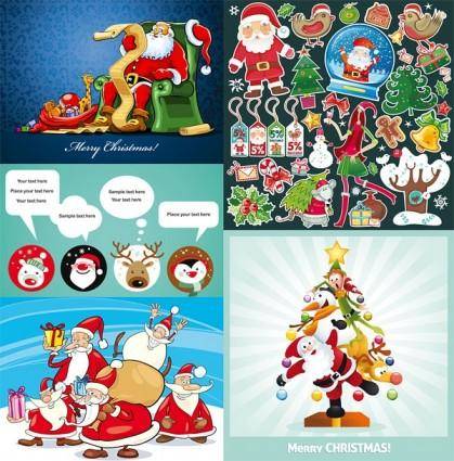 Several cute christmas theme vector