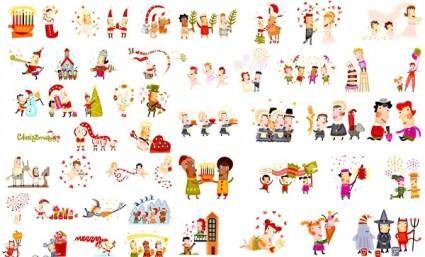 Cute christmas characters vector