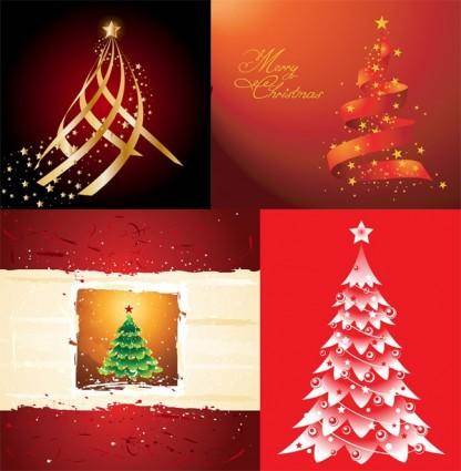 4 beautiful christmas tree vector