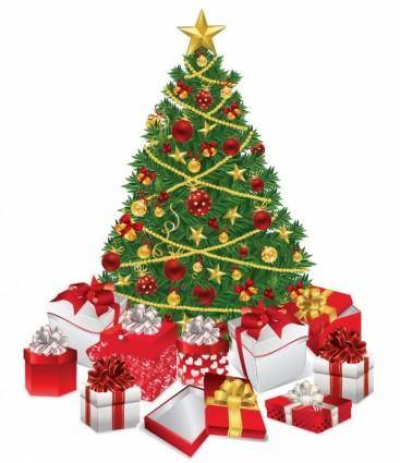 Christmas Tree with Gifts Vector Illustration