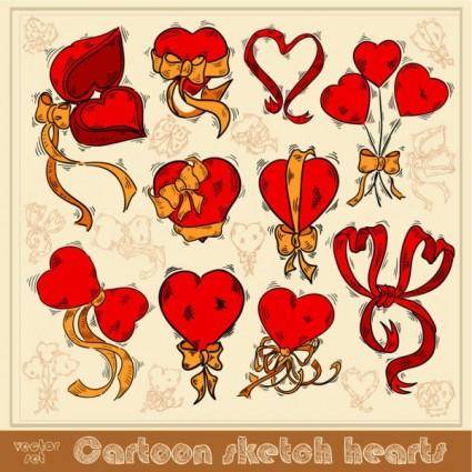Exquisite handpainted red heart 01 vector