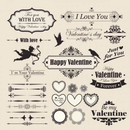 The lace valentine39s day elements vector