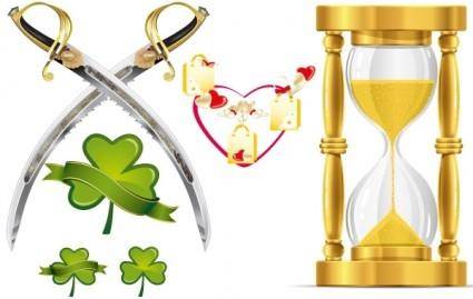 HEART-SHAPED LEAVES AND FUNNEL-KNIFE VECTOR MATERIAL
