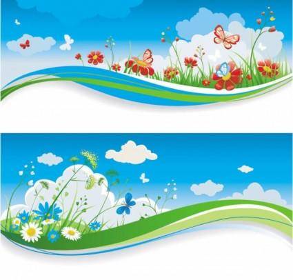 Spring of banner03 vector