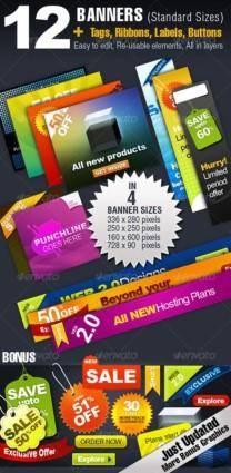 Color labels and banner psd layered