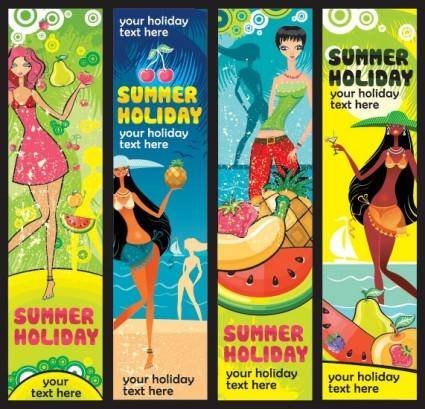 Summer female fruit theme banner vector