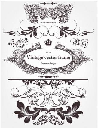 Europeanstyle floral border and decorations 01 vector