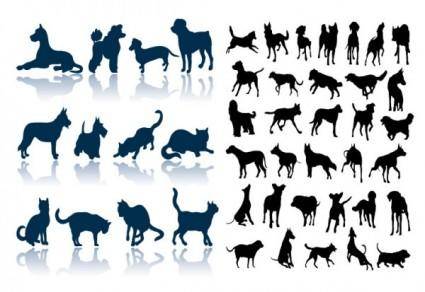 Cats and dogs silhouette vector