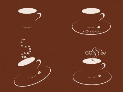Four cups of coffee silhouette vector