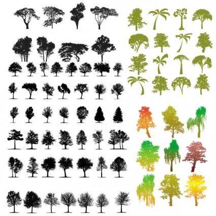 A variety of trees silhouette vector