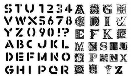 Various silhouette vector elements fonts 65 elements concluded