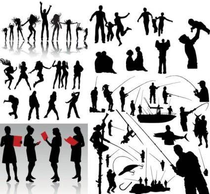Dynamic figures silhouette vector