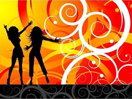 The trend of female characters silhouette vector party