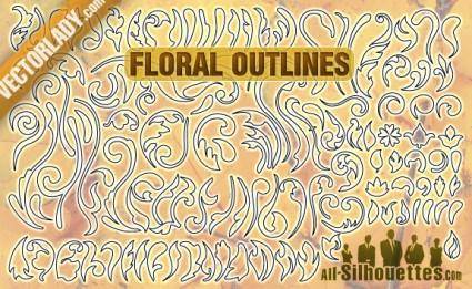 Free Vector Floral Outlines
