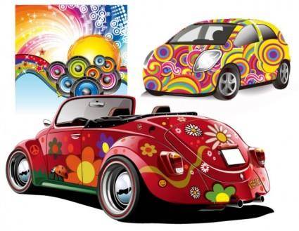 Trend disco party and car vector