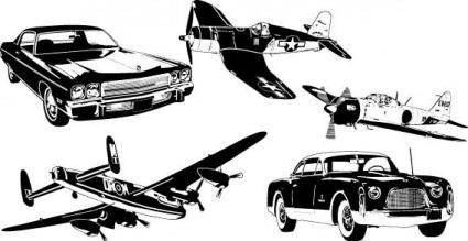Cars and airplane vector