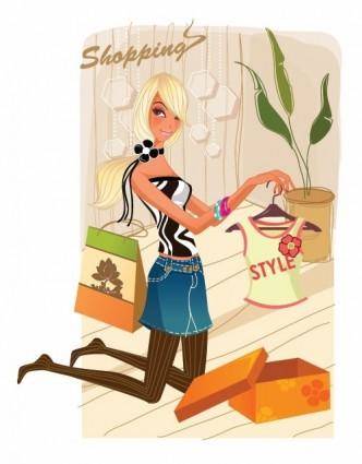 Fashion Shopping Girl Vector Illustration