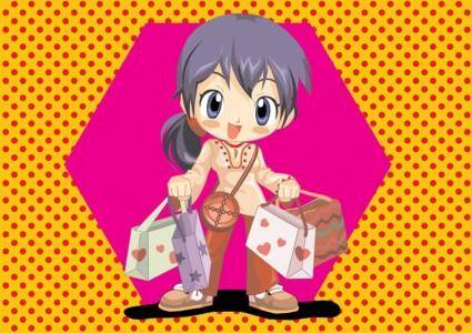 Anime Shopping Girl Vector