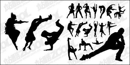 Vector People silhouette dance moves material