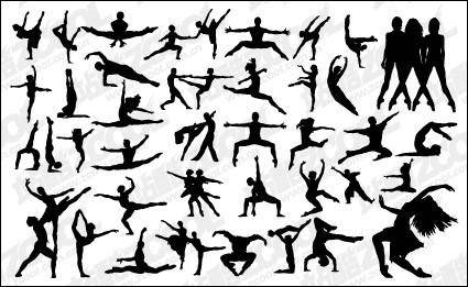 People silhouette Vector variety of dance material
