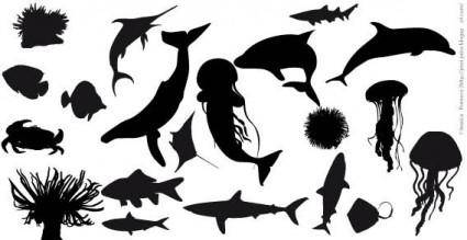 Fish silhouettes vector