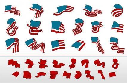 Ribbon vector waving flags