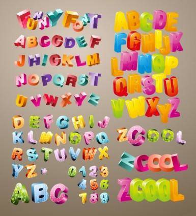 Threedimensional vector cute letters