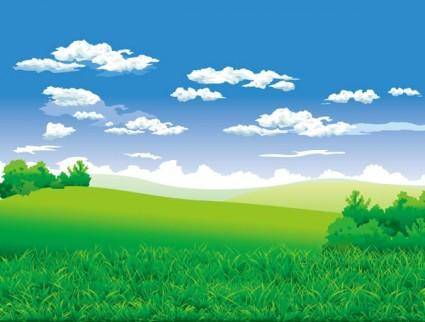 The beautiful countryside scenery vector
